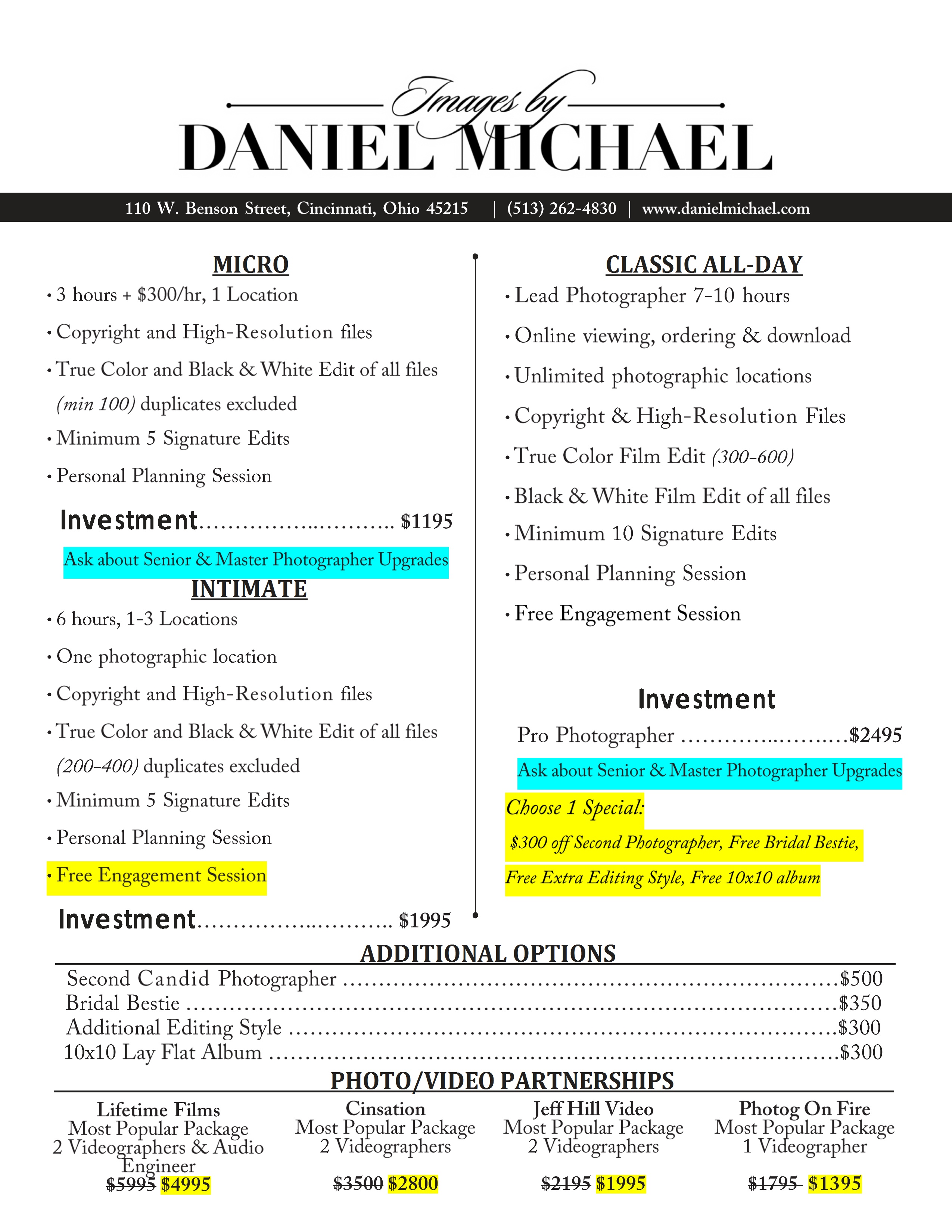 Wedding Photographer Pricing and Packaging